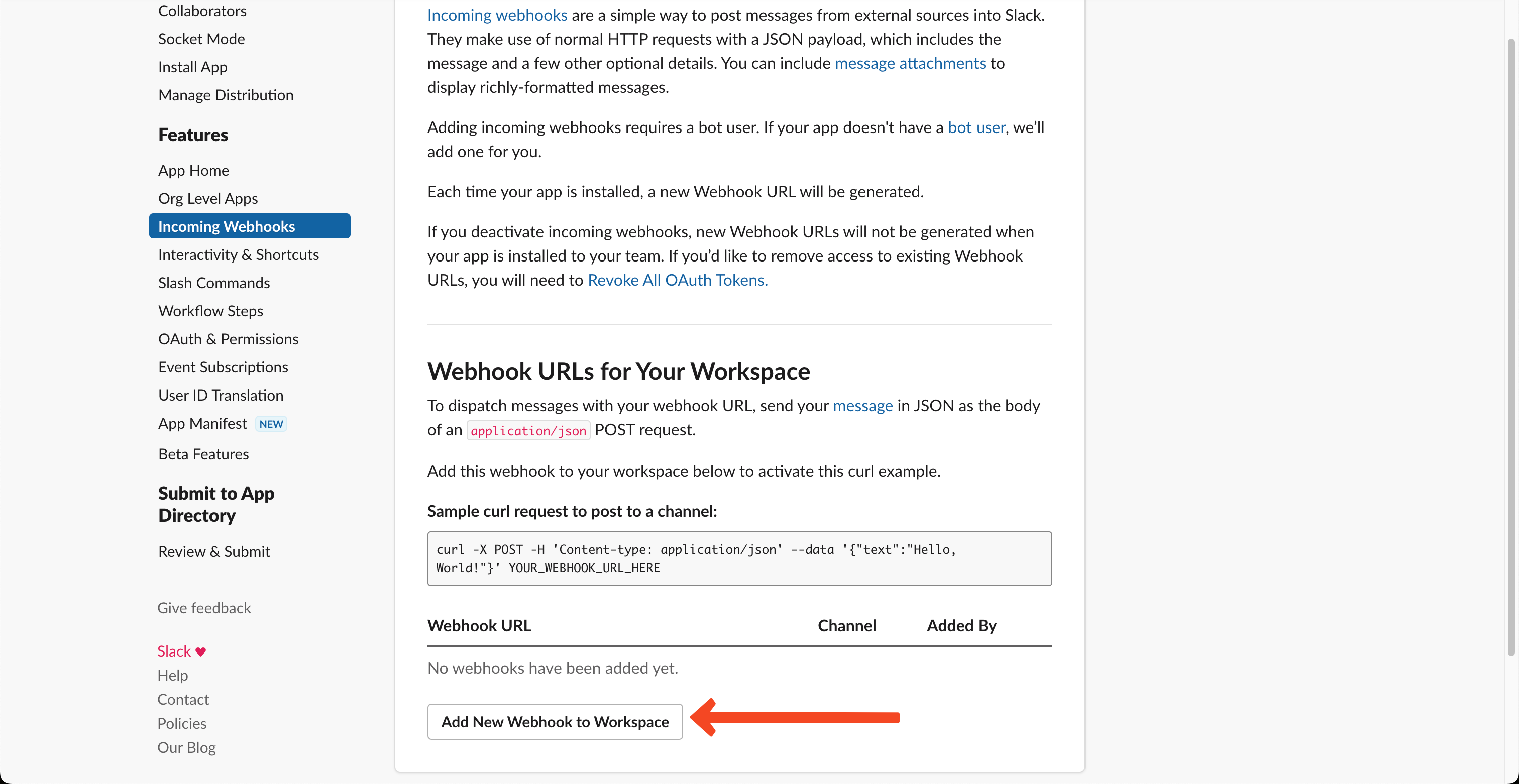 Add New Webhook to Workspace