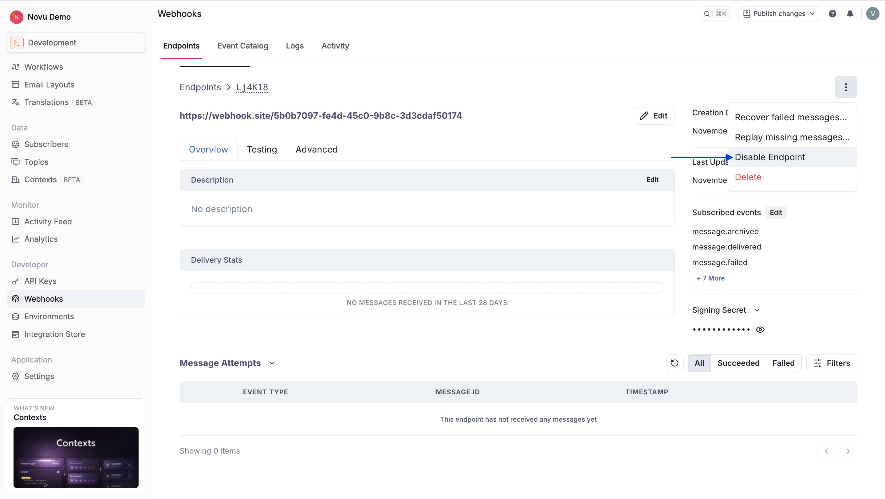 Disable or enable endpoints