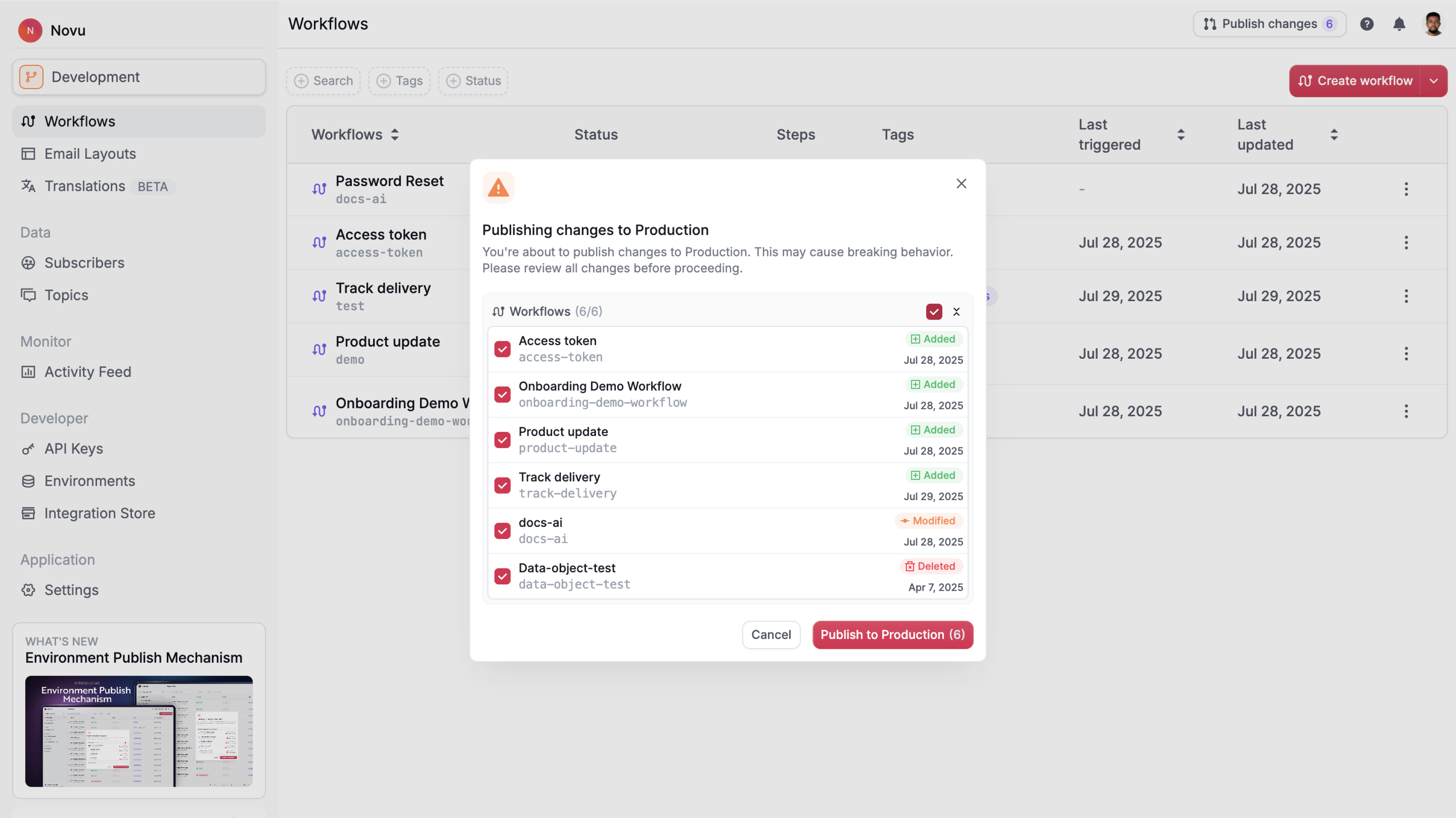 Publish changes
