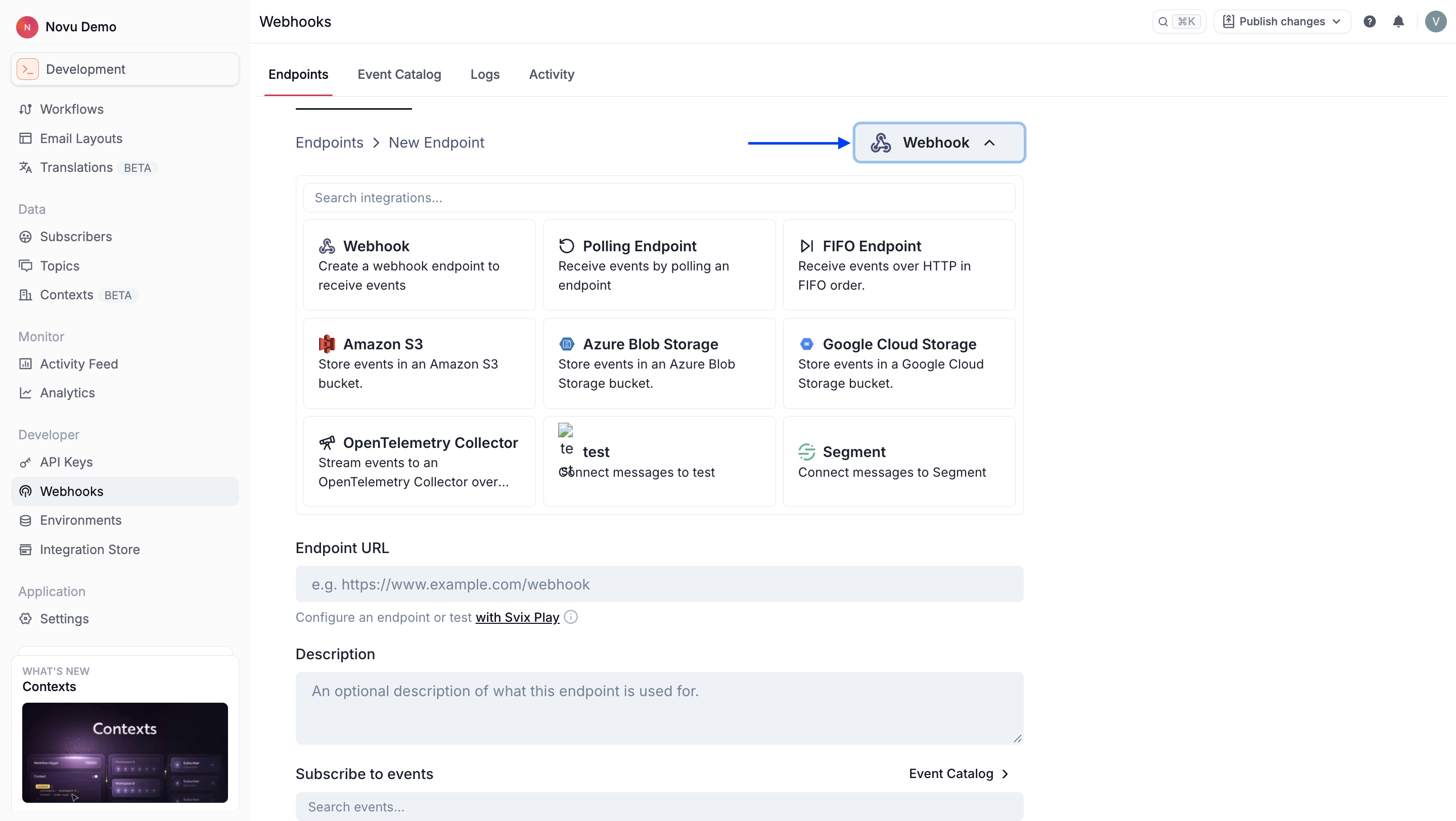 Webhook integrations list
