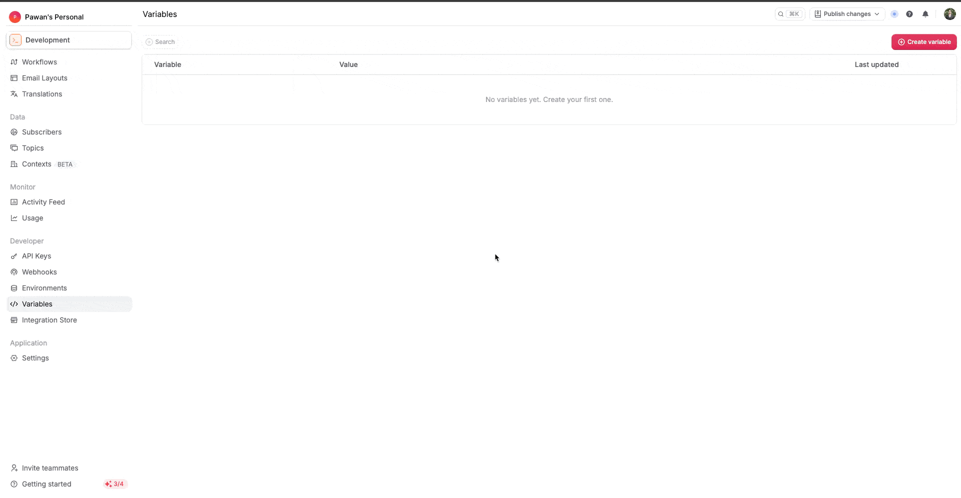 Create and manage variables