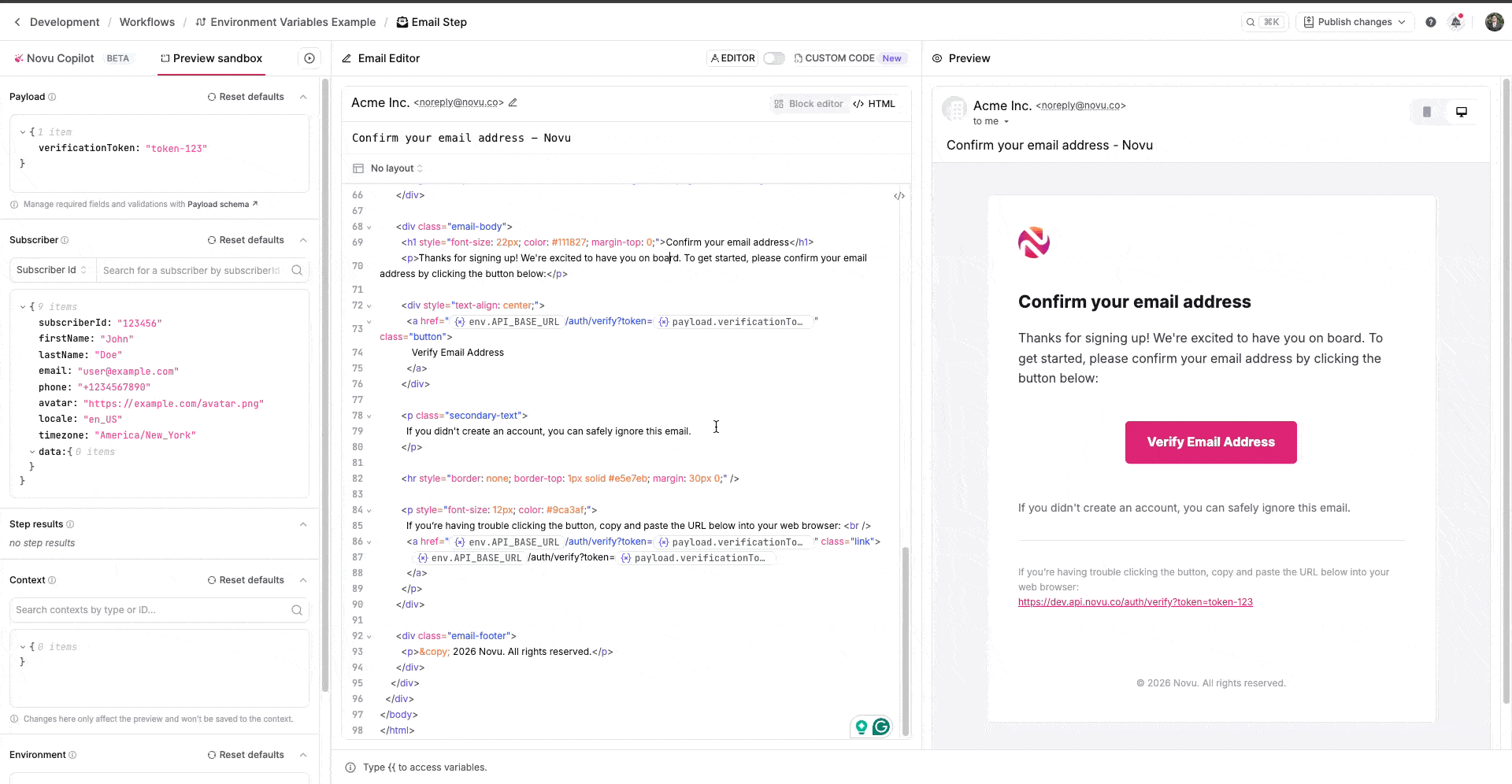 Using variables in workflows