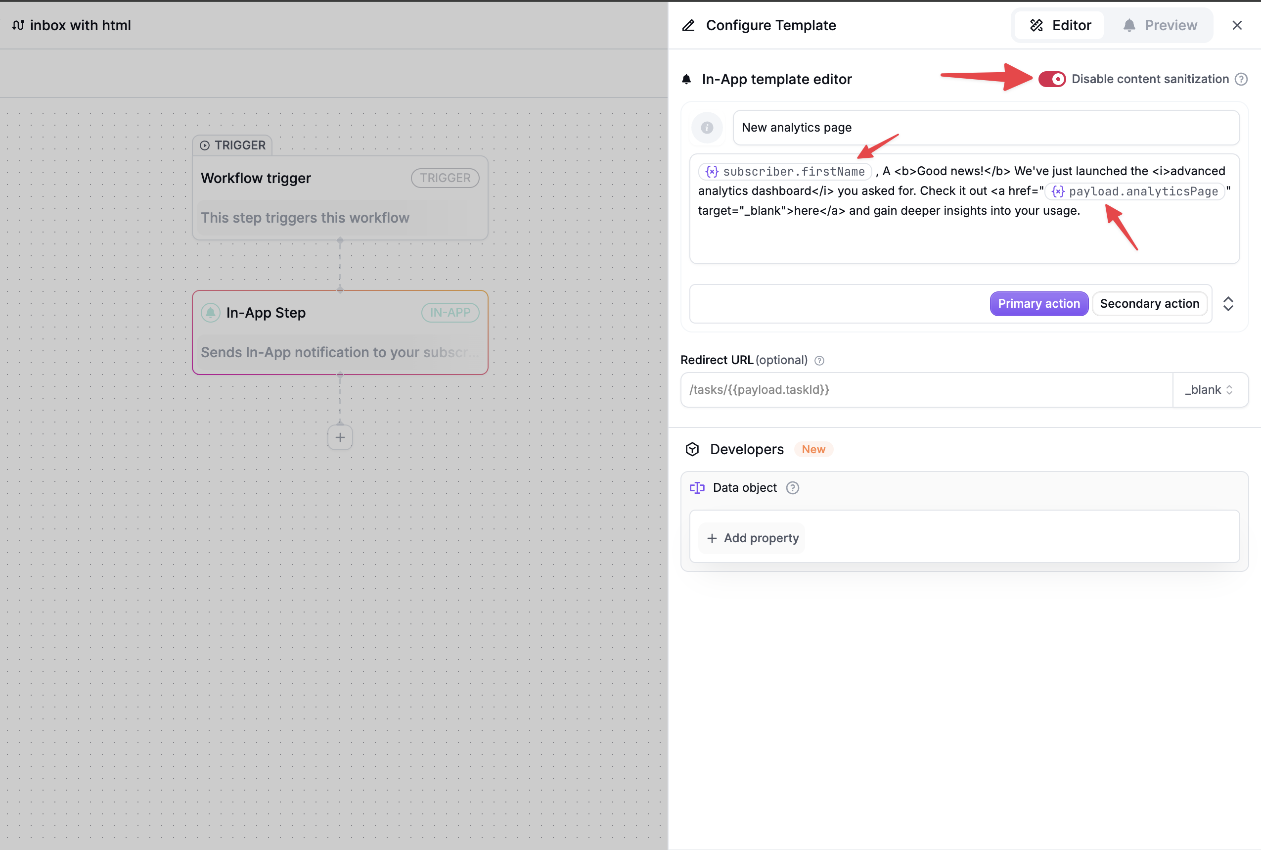 Render HTML in Inbox